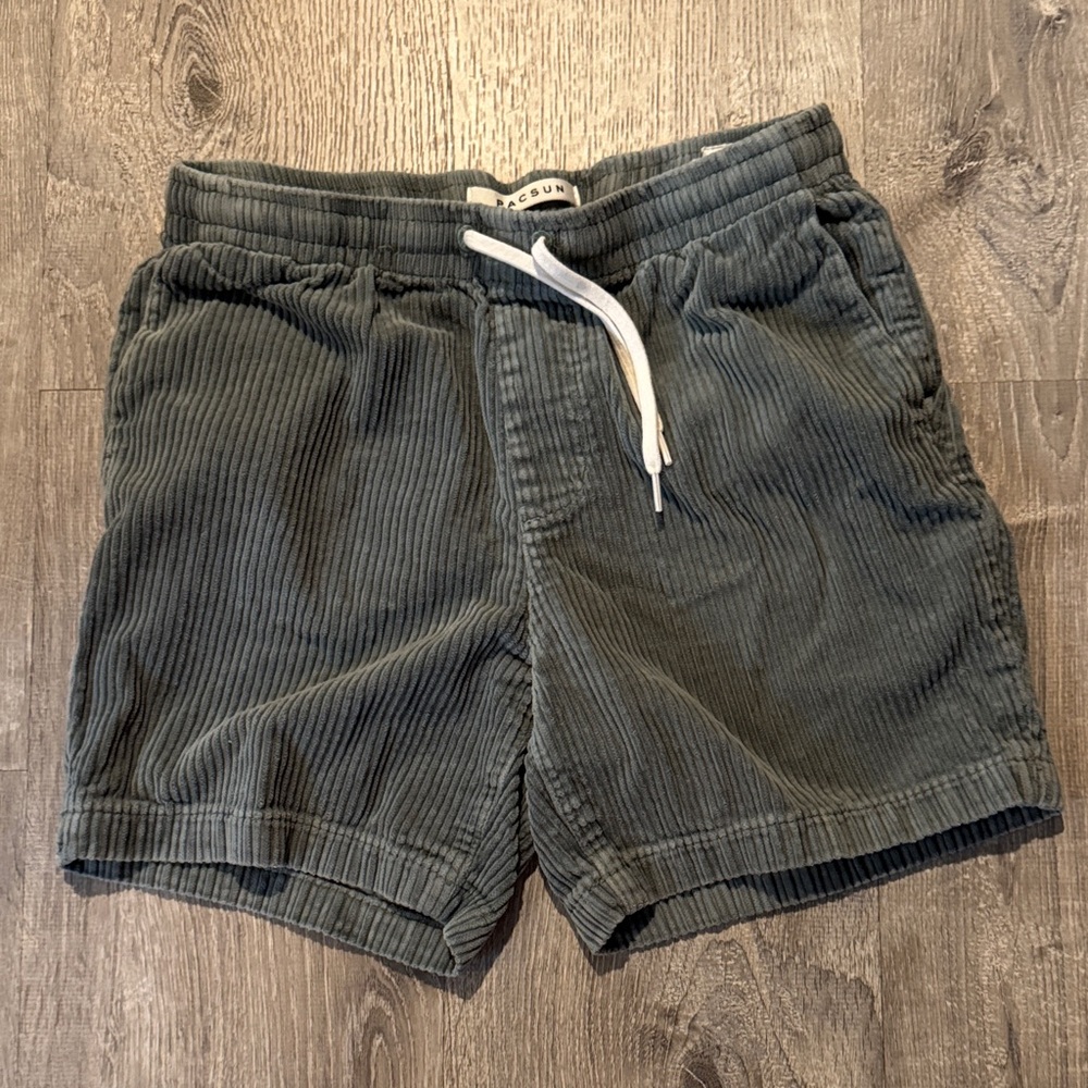 PacSun Volley Dark Olive Green/Grey Corduroy Drawstring Shorts